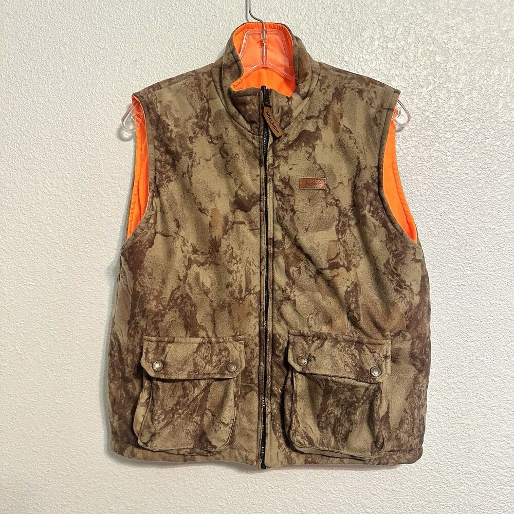 Woolrich Youth XL 18/20 Break Up Camo Hunting Blaze Orange Reversible Vest